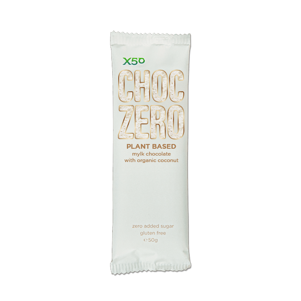 X50 Choc Zero Plant Based Protein Bar Mylk Choc Organic Coconut / Single